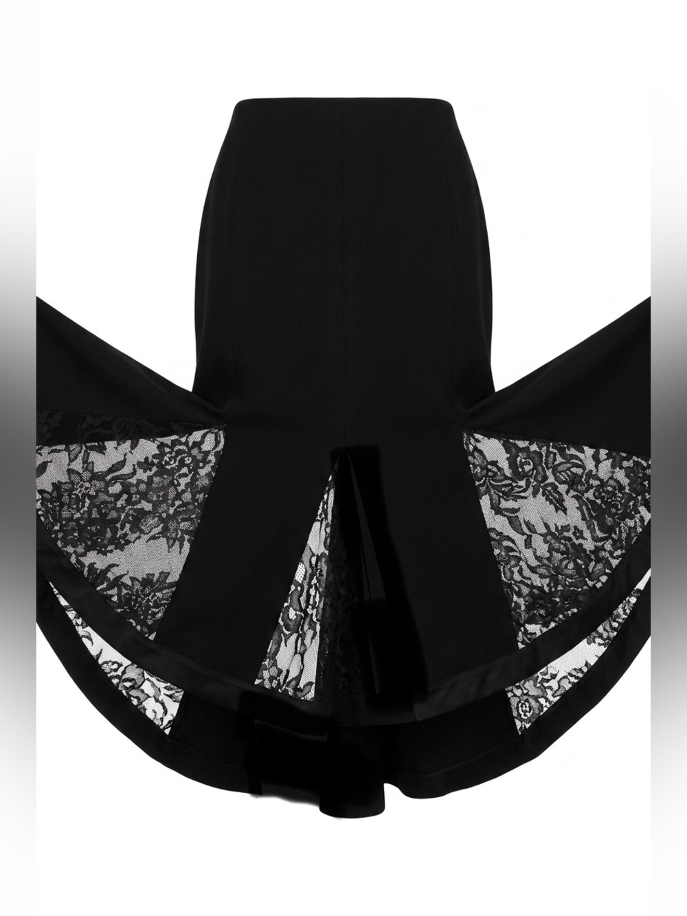 Blumarine Black High-Low Lace-Panel Mermaid Skirt